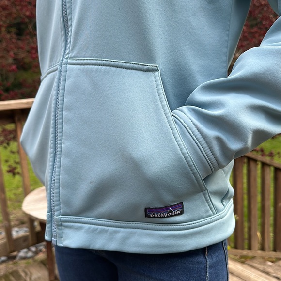 Patagonia full zip up light weight fleece lined hoodie jacket Ice blue size Smal - Picture 2 of 7